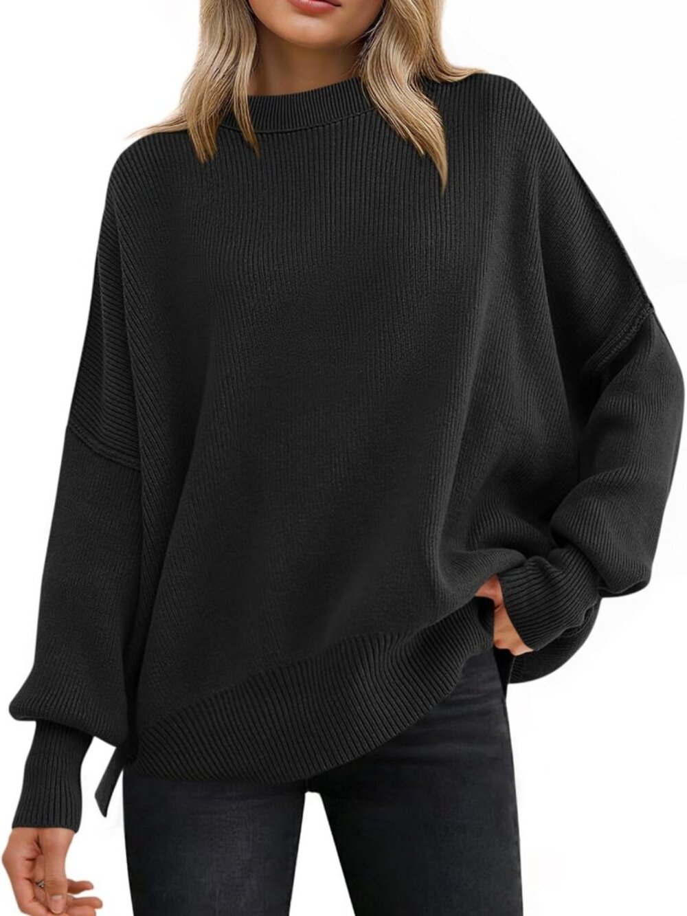 Oversized Knit Sweater for Women | Batwing Long Sleeve Pullover Top, Fall